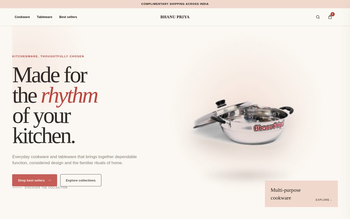 Bhanu Priya kitchenware storefront concept redesign